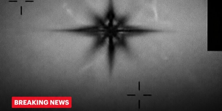 Chilling UFO files video shows glowing ‘eight-pointed star’ with shape-shifting arms darting across the sky