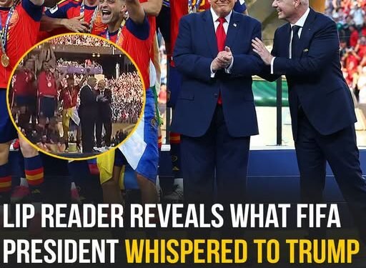 Lip reader reveals what FIFA president whispered to Trump as he refused to leave Spain’s World Cup photo
